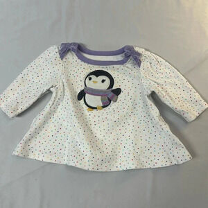 Gymboree - LIKE NEW - long sleeve penguin top/dress. Size 0-3 months